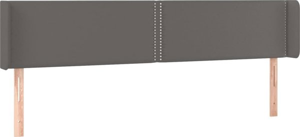 vidaXL Κεφαλάρι κρεβατιού με LED, γκρι, 203x16x78/88 cm, τεχνητό δέρμα