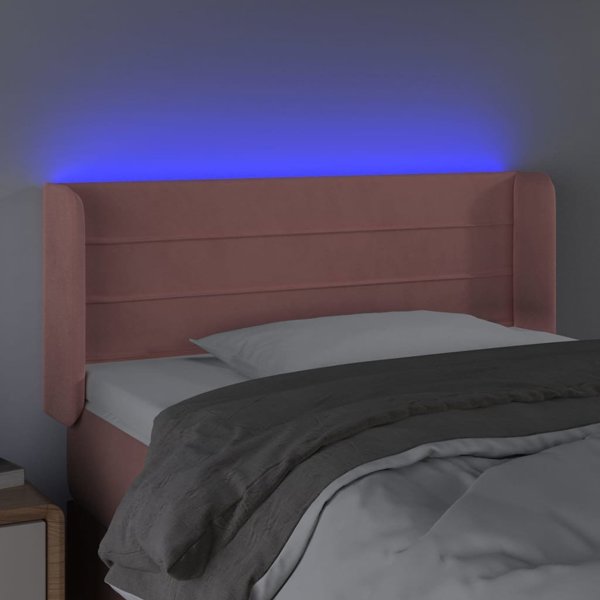 vidaXL Zaglowek do lozka z LED, rozowy, 103x16x78/88 cm, aksamit