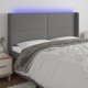 vidaXL Zaglowek do lozka z LED, ciemnoszary, 203x16x118/128cm, tkanina