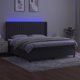 vidaXL Κρεβάτι κοντινεντάλ με στρώμα και LED, βελούδο γκρι, 180x200cm