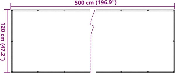 vidaXL Κάλυμμα μπαλκονιού, γκρι, 500x120 εκ, PVC