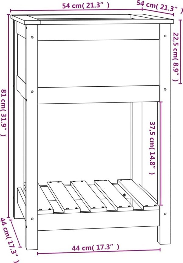 vidaXL Γλάστρα με ράφι, 54x54x81 εκ, μασίφ πεύκο
