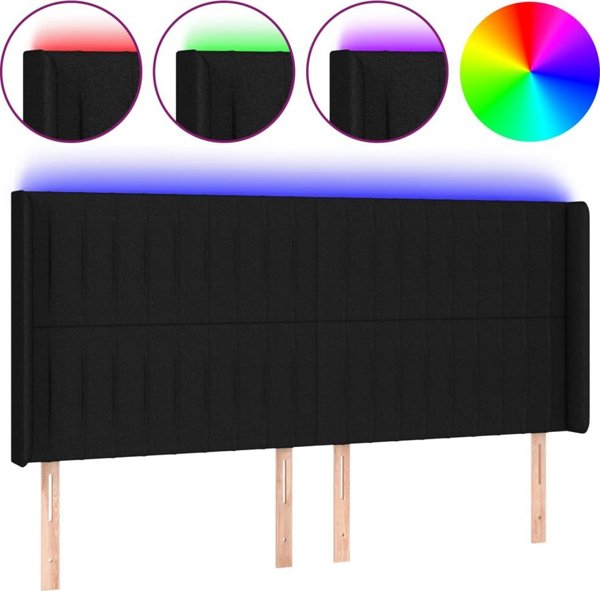 vidaXL Zaglowek do lozka me LED, mavro, 163x16x118/128 cm, vethon