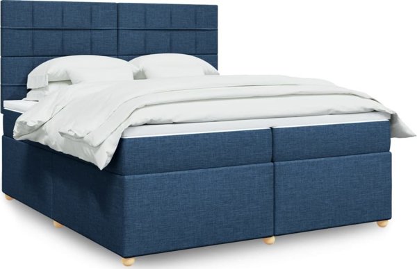 vidaXL Κρεβάτι Continental με στρώμα, μπλε, ύφασμα 200x200 εκ