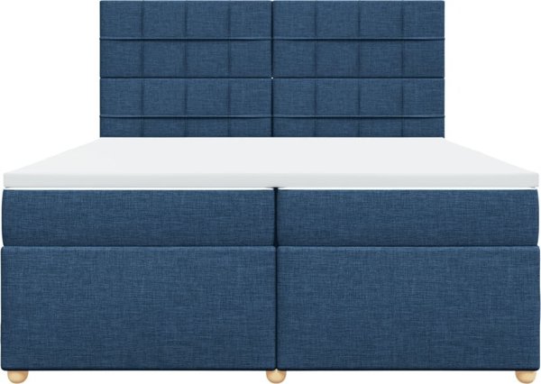 vidaXL Κρεβάτι Continental με στρώμα, μπλε, ύφασμα 200x200 εκ