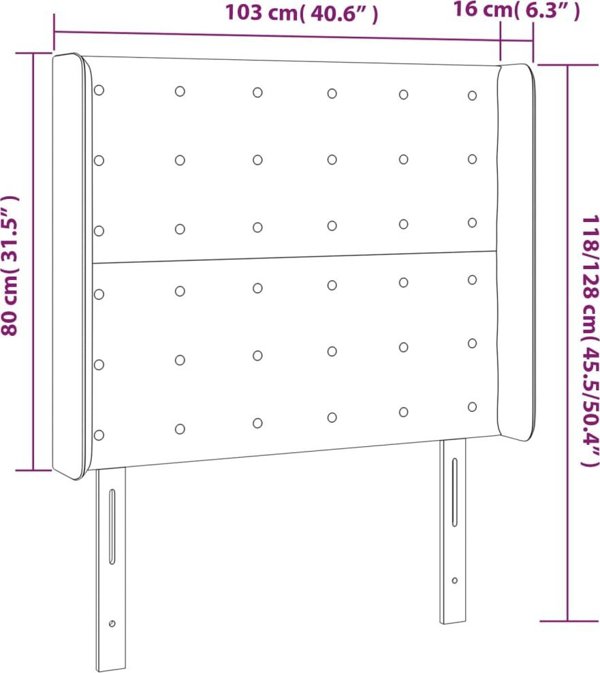 vidaXL Προσκέφαλο uszak, κρεμ, 103x16x118/128 cm, ύφασμα