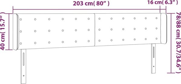 vidaXL Κεφαλάρι uszak σκούρο γκρι, 203x16x78/88 εκ., ύφασμα