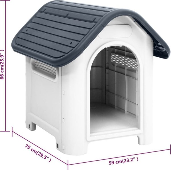 vidaXL vidaXL Buda dla psa, szara, 59x75x66 cm, polipropylen