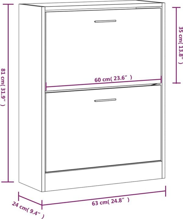 vidaXL Szafka na buty, szarosc betonu, 63x24x81 cm