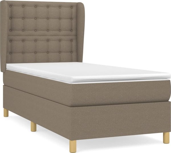 vidaXL Κρεβάτι Continental με στρώμα, taupe, 100x200 cm, ύφασμα