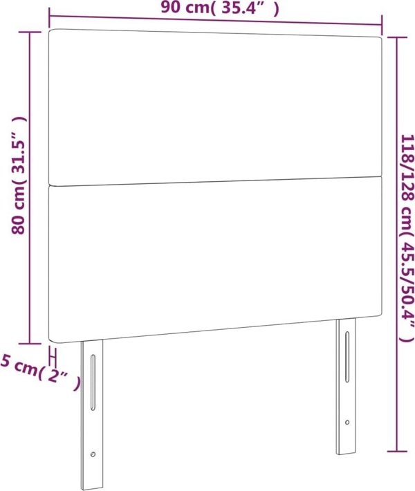vidaXL Προσκέφαλα για κρεβάτι, 2 τεμ., κρεμ, 90x5x78/88 cm, ύφασμα