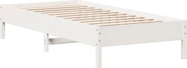 vidaXL Πλαίσιο κρεβατιού χωρίς στρώμα, λευκό, 75x190 εκ., από μασίφ πεύκο