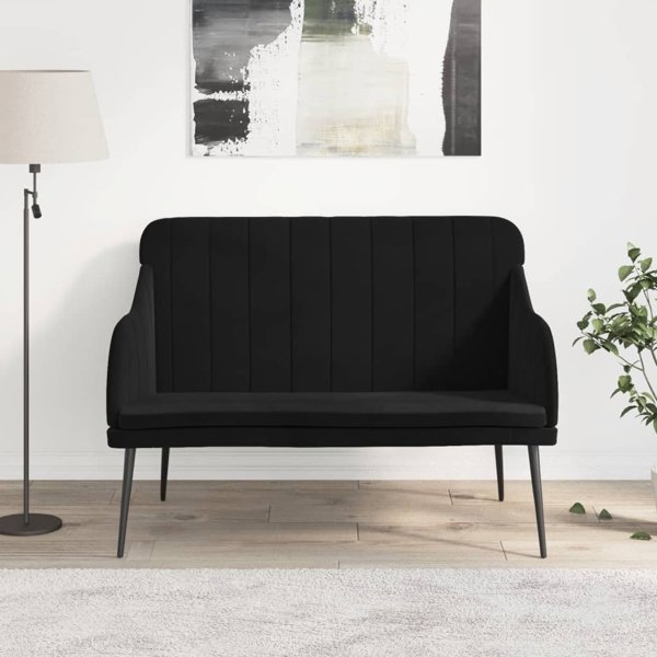 vidaXL Παγκάκι Μαύρο, 110x76x80 cm, επενδυμένο με βελούδο