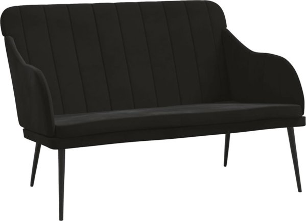 vidaXL Παγκάκι Μαύρο, 110x76x80 cm, επενδυμένο με βελούδο
