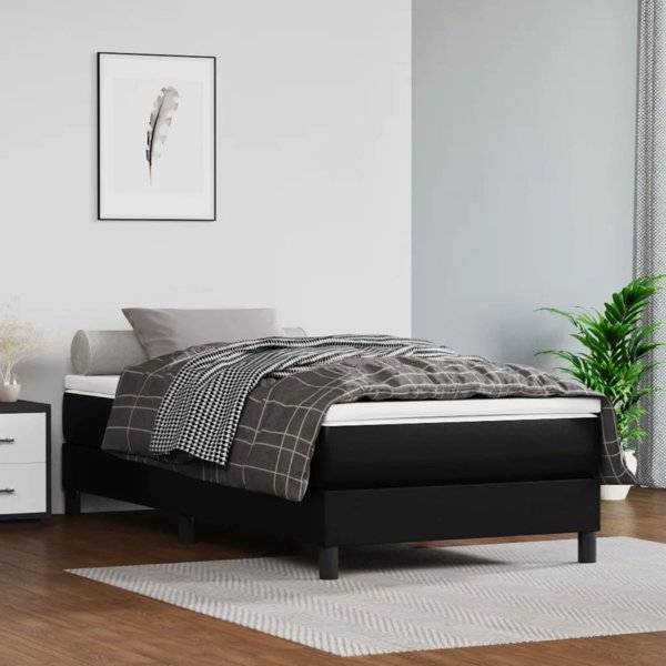 vidaXL Στρώμα με ελατήρια σε θήκες, μαύρο, 80x200x20 cm, τεχνητό δέρμα