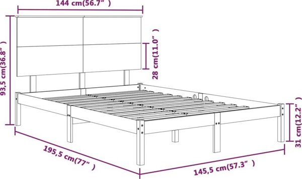 vidaXL Κρεβατοκάμαρα από πεύκο 140x190 εκ