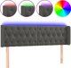 Κεφαλάρι κρεβατιού vidaXL με LED, σκούρο γκρι, 147x16x78/88 cm, βελούδο