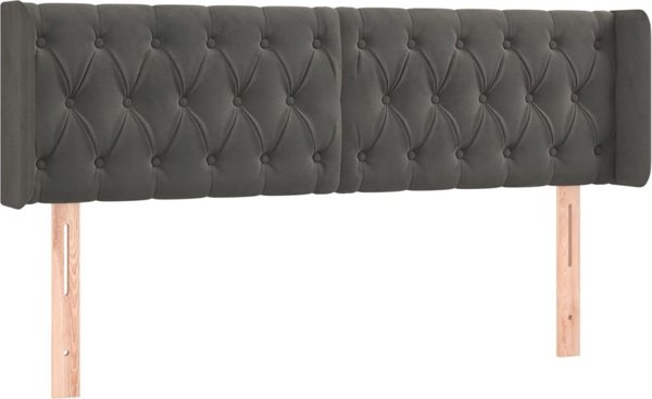 Κεφαλάρι κρεβατιού vidaXL με LED, σκούρο γκρι, 147x16x78/88 cm, βελούδο