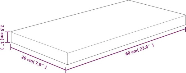 vidaXL Ράφι, 60x20x2,5 εκ., από ακατέργαστο μασίφ δρυς ξύλο