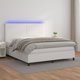 vidaXL Κρεβάτι κοντινεντάλ με στρώμα και LED, λευκή οικολογική δερματίνη 160x200 εκ.