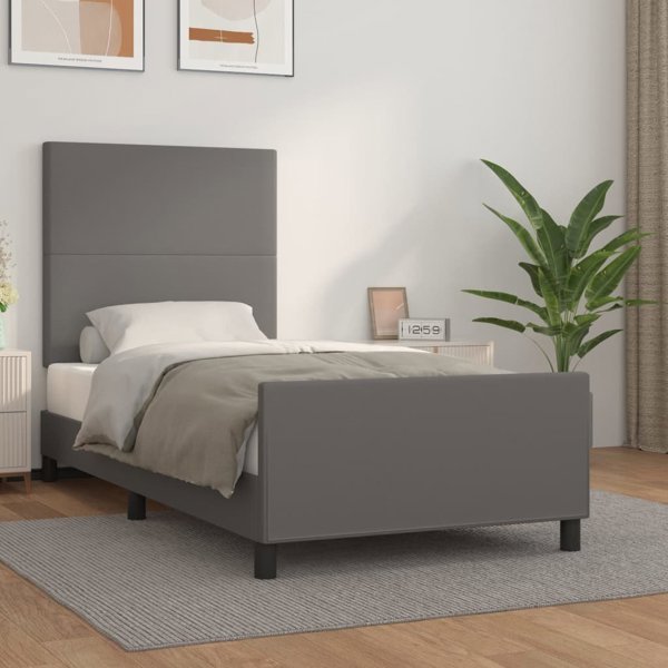 vidaXL Rama κρεβατιού με κεφαλάρι, γκρι, 80x200 εκ., τεχνητό δέρμα