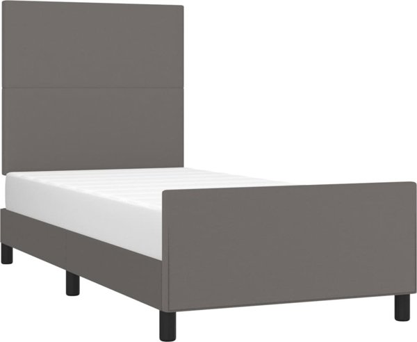 vidaXL Rama κρεβατιού με κεφαλάρι, γκρι, 80x200 εκ., τεχνητό δέρμα