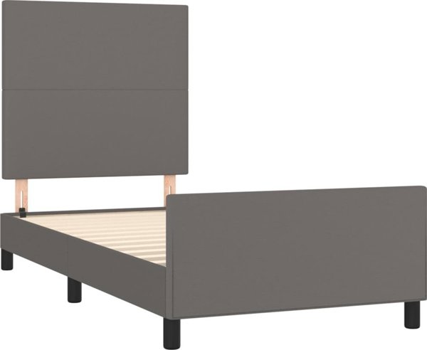 vidaXL Rama κρεβατιού με κεφαλάρι, γκρι, 80x200 εκ., τεχνητό δέρμα
