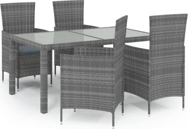 vidaXL vidaXL 5-cz. zestaw mebli ogrodowych z poduszkami, polirattan, szary