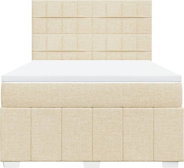 vidaXL Κρεβάτι Kontynentalne με Στρώμα, Κρεμ Ύφασμα 140x200 εκ.