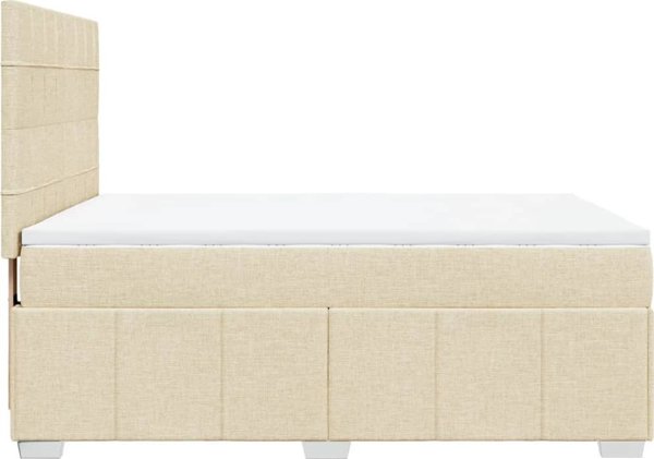 vidaXL Κρεβάτι Kontynentalne με Στρώμα, Κρεμ Ύφασμα 140x200 εκ.