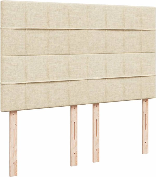 vidaXL Κρεβάτι Kontynentalne με Στρώμα, Κρεμ Ύφασμα 140x200 εκ.