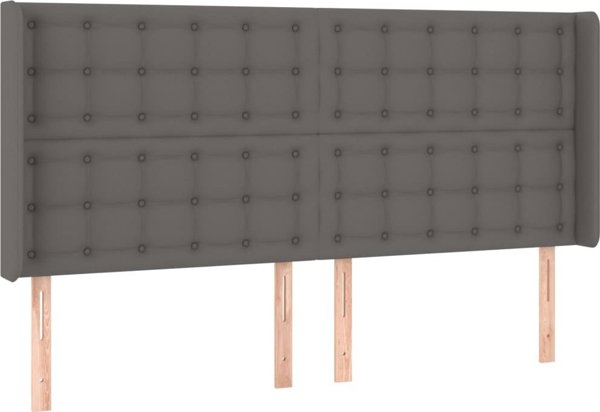 vidaXL Κεφαλάρι uszak, γκρι, 203x16x118/128 cm, συνθετικό δέρμα