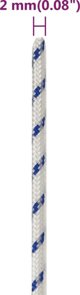 vidaXL Ναυτικό σχοινί, λευκό, 2 mm, 250 m, πολυπροπυλένιο