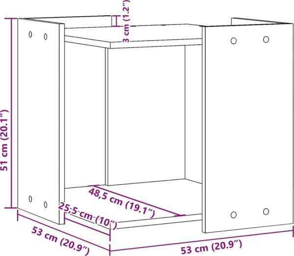 vidaXL Ντουλάπι για άμμο γάτας, γκρι σκουριά, 53x53x51 εκ