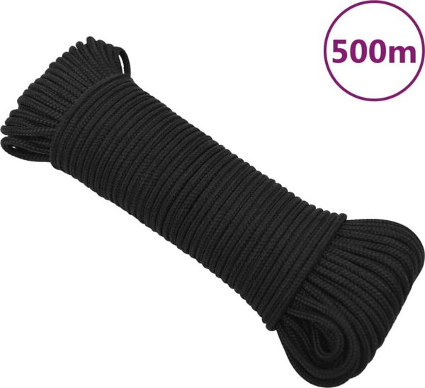 vidaXL Ναυτικό σχοινί, μαύρο ομοιόμορφο, 3 mm, 500 m, πολυπροπυλένιο