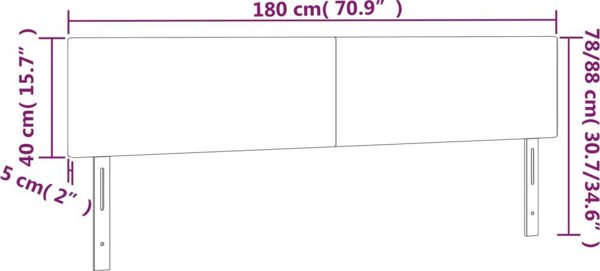 vidaXL Προσκέφαλος κρεβατιού με LED, μαύρος, 180x5x78/88 cm, ύφασμα