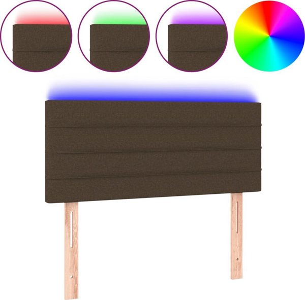 vidaXL Zaglowek do lozka z LED, ciemnobrazowy, 80x5x78/88 cm, tkanina
