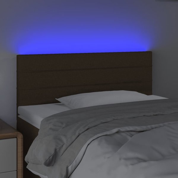 vidaXL Zaglowek do lozka z LED, ciemnobrazowy, 80x5x78/88 cm, tkanina