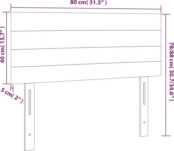 vidaXL Zaglowek do lozka z LED, ciemnobrazowy, 80x5x78/88 cm, tkanina