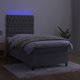 vidaXL Lozko kontynentalne z materacem i LED, szare 90x190 cm, aksamit