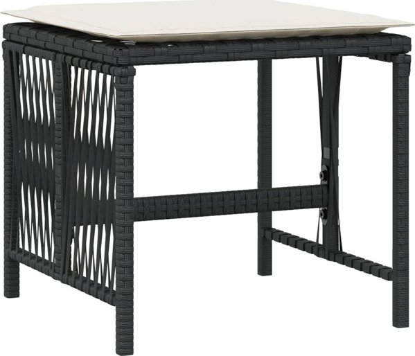 vidaXL Κήπου σκαμπό με μαξιλάρια, 4 τεμ., μαύρο, 41x41x36 εκ.