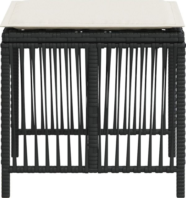 vidaXL Κήπου σκαμπό με μαξιλάρια, 4 τεμ., μαύρο, 41x41x36 εκ.