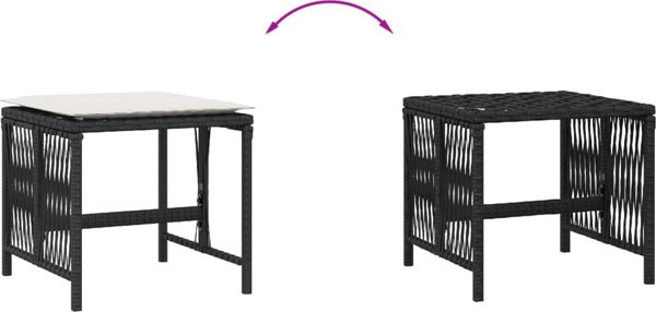 vidaXL Κήπου σκαμπό με μαξιλάρια, 4 τεμ., μαύρο, 41x41x36 εκ.