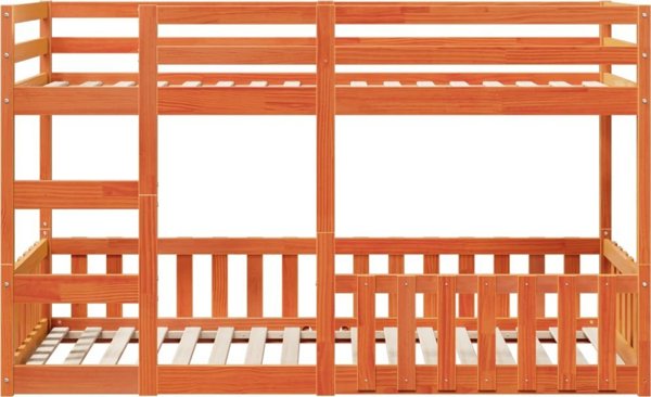 vidaXL κουκέτα, κερωμένο καφέ, 90x200 εκ., συμπαγές πεύκο