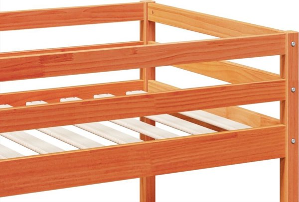 vidaXL κουκέτα, κερωμένο καφέ, 90x200 εκ., συμπαγές πεύκο