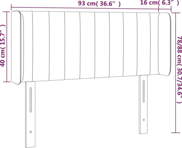 vidaXL Κεφαλάρι κρεβατιού με LED, ανοιχτό γκρι, 93x16x78/88 cm, βελούδο