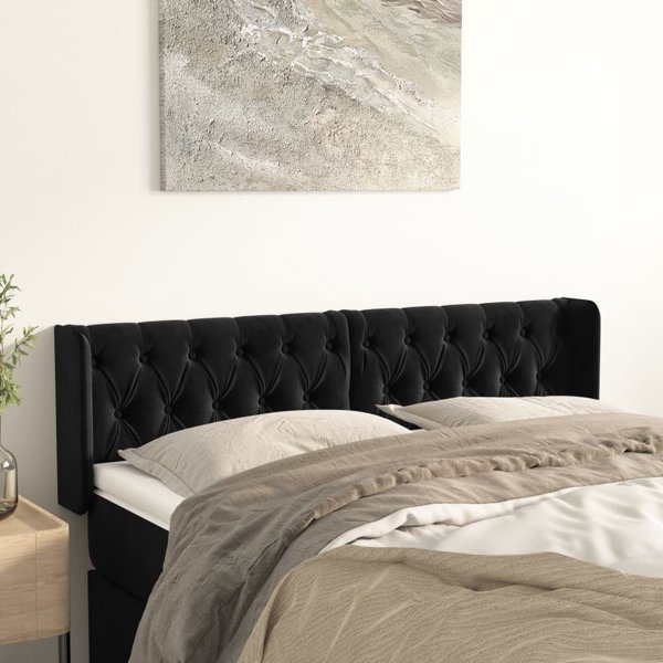 vidaXL Προσκέφαλο Uszak, μαύρο, 147x16x78/88 εκ., βελούδο