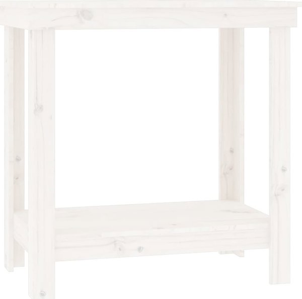 vidaXL Λευκός πάγκος εργασίας 80x50x80 cm από μασίφ ξύλο πεύκου