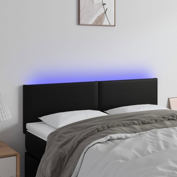 Κεφαλάρι κρεβατιού με LED, μαύρο, 144x5x78/88 cm, τεχνητό δέρμα