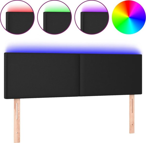 Κεφαλάρι κρεβατιού με LED, μαύρο, 144x5x78/88 cm, τεχνητό δέρμα
